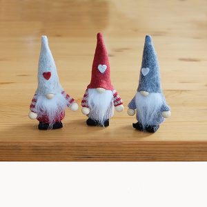  Wichtel – Kerst – Staande wichtels- kabouters – 12 cm – rood/ wit / grijs – Set van 3